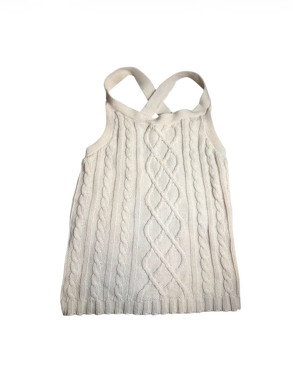 Cream Cable Knit Crossback Tank Top